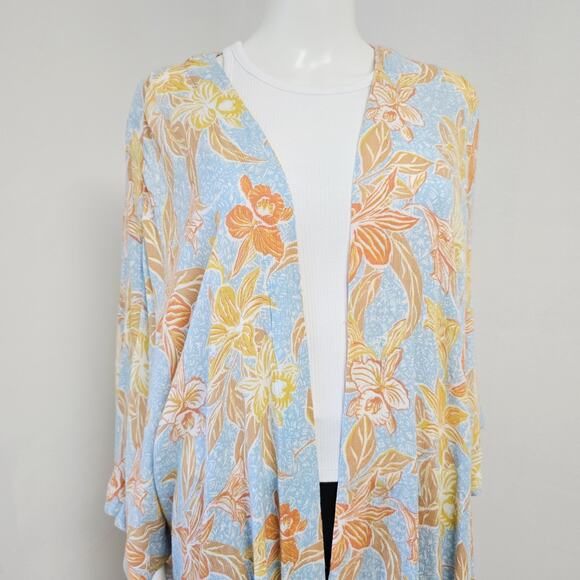 Roxy Kimono Duster Size M/L Tropical Floral Short Sleeve Bohemian Festival NWT - Picture 2 of 11